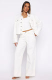 Charlotte Mid Rise Wide Leg Jeans Off White