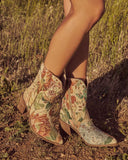 Coralie June Floral Tapestry Western Booties