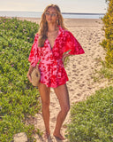 Shaney Color Block Waist Tie Floral Romper