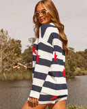 Lone Star Relaxed Striped And Stars Sweater