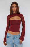 Devoted Love Long Sleeve Top Burgundy