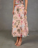 Petal Dream Floral Mesh Midi Skirt