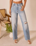 Lohan Super Stretch High Rise Distressed Relaxed Denim