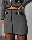 Sleigh Belle Raised Argyle Knit Mini Skirt