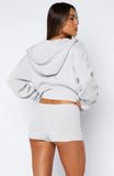 Floating By Knit Zip Front Hoodie Grey Marle