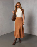 Maicie Pleated Faux Suede Maxi Skirt