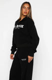 Just For Now Fleece Boxy Zip Front Hoodie Black