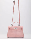 Giorgia Croc Embossed Top Handle Bag