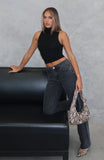 Zara Mid Rise Straight Leg Jeans Black Acid