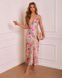 Sylvielle Floral Satin Bust Tie Maxi Dress