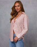 All Day Style Striped Poplin Collared Shirt