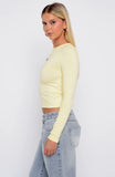 Love Addiction Long Sleeve Baby Tee Butter Yellow