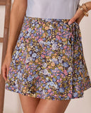 Willow Bloom Floral Wrap Mini Skirt