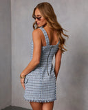 Josline Frayed Tweed Mini Dress