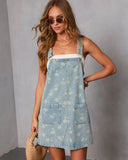 Abegail Floral Denim Overall Mini Dress