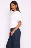 Destination Unknown Cinched Waist Boxy Tee White