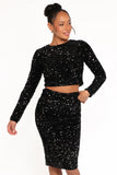 Quinne Cropped Sequin Top Black