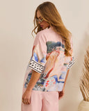 Seaside Social Button Down Novelty Top