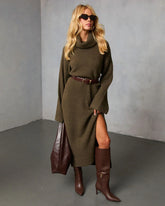 Roselle Turtleneck Midi Sweater Dress