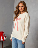 Softly Tied Bow Print Graphic Sweatshirt