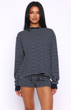 Touchdown Long Sleeve Tee Navy Stripe