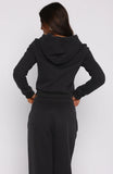 Comfy And Cute Slim Zip Front Hoodie Charcoal