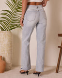 Crystal Super Stretch Distressed Relaxed Denim