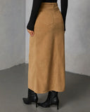 Ganita Corduroy Slit Midi Skirt