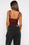 Pretty Savage Lace Bodysuit Wine
