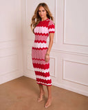 Caroleen Striped Midi Sweater Dress