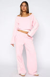 Star Student Wide Leg Sweatpants Pink