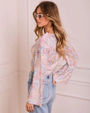 Airy Muse Floral Lace Trim Flyaway Top