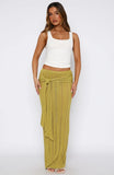 Out At Sea Knit Maxi Skirt Chartreuse