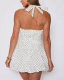 Rory Polka Dot Bubble Hem Halter Mini Dress