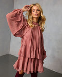 Toast Season Ruffle Chiffon Mini Dress