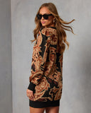 Fidela Printed Sweater Mini Dress
