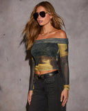 Dreams Only Abstract Off The Shoulder Top