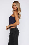 Let It Go Strapless Bustier Navy Polka Dot