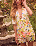 April Showers Floral Short Sleeve Blazer