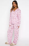 Pillow Talk Printed Long Sleeve Pyjama Set Pink Berries
