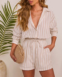 Dahlienne Striped Drawstring Romper