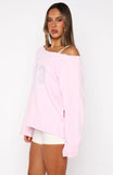 Out Of Chances Off Shoulder Sweater Ballet Pink