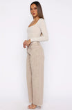 Bring The Style Low Rise Wide Leg Jeans Sesame Wash