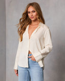 Quiet Reserve Pinstripe Button Down Top
