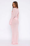 Malta Mermaids Long Sleeve Maxi Dress Blush Pink