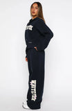 Daydreamers Madeline Wide Leg Sweatpants Navy
