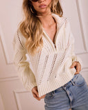 White Dawn Knit Quarter Zip Sweater