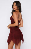 Floating Through It Mini Dress Burgundy