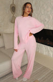 Come A Long Way Soft Lounge Ribbed Wide Leg Pants Pink