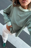 Touchdown Long Sleeve Tee Green Stripe